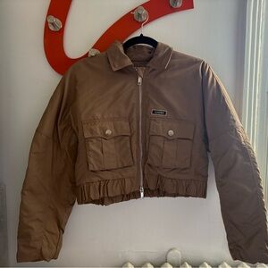 Ganni Cropped Nylon Bomber Jacket XS Size 32